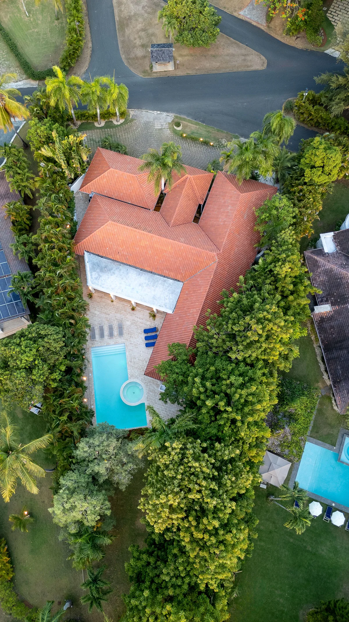 Aerial view of Los Lagos 17 and its mature tropical canopy